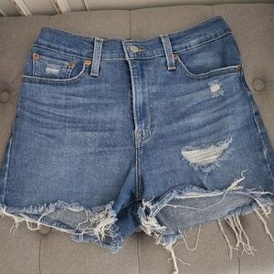 Levi Women’s Distressed Denim Shorts - Blue